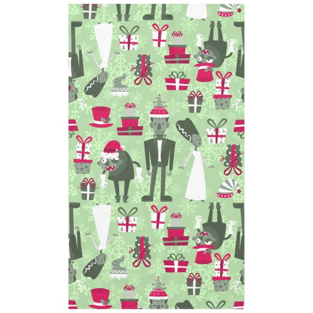 green christmas monster bride frankenstein tablecloth (Front)