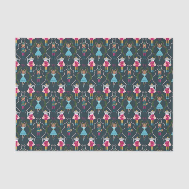 Green Christmas Nutcracker Pattern Tissue Paper (Front)