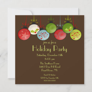Green Christmas Ornament Holiday Party Invitation