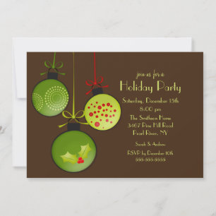 Green Christmas Ornament Holiday Party Invitation