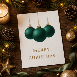 Green Christmas Ornaments Holiday Greeting Card
