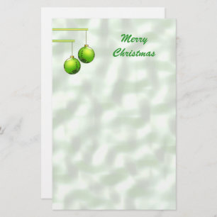 Green Christmas Ornaments Stationery