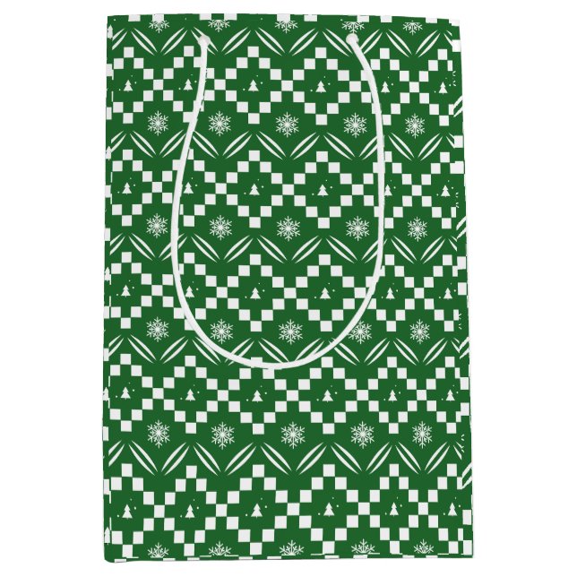 Green Christmas Pattern Design Medium Gift Bag (Front)