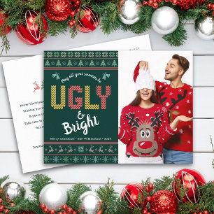 Green Christmas Photo Nordic Ugly Sweater Tacky Holiday Postcard