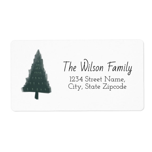 Green Christmas Pine Tree Return Address Label (Front)
