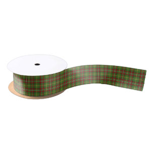 Green Christmas Plaid Pattern Satin Ribbon