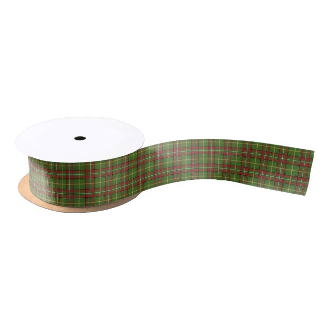 Green Christmas Plaid Pattern Satin Ribbon (Spool)