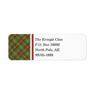Green Christmas Plaid Return Address Label