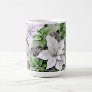 Green Christmas Poinsettias Coffee Mug