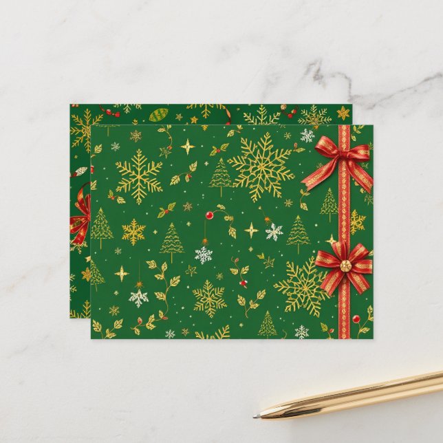 Green Christmas Postcard (Front/Back In Situ)