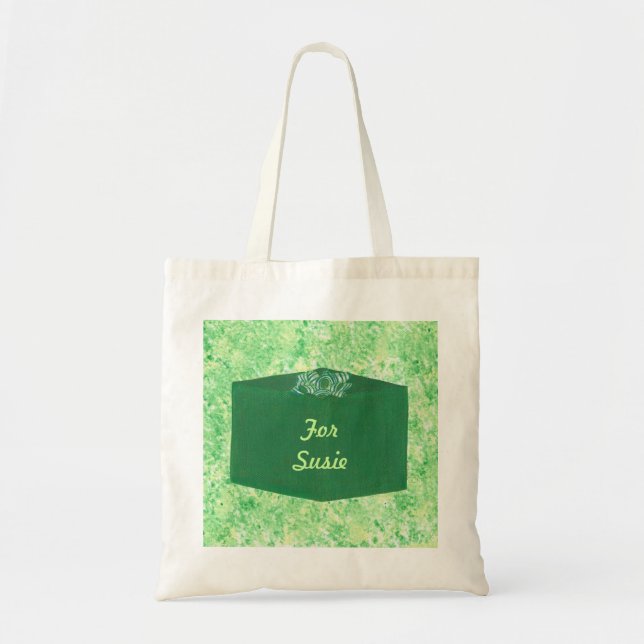 Green Christmas Present with Bow Personalised Bag (Front)