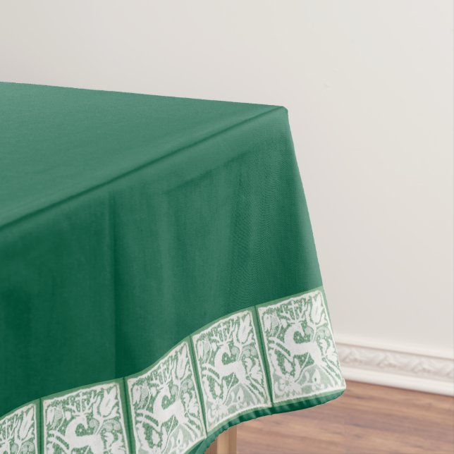 Green Christmas Reindeer Lace  52" x 70" Tablecloth (In Situ)