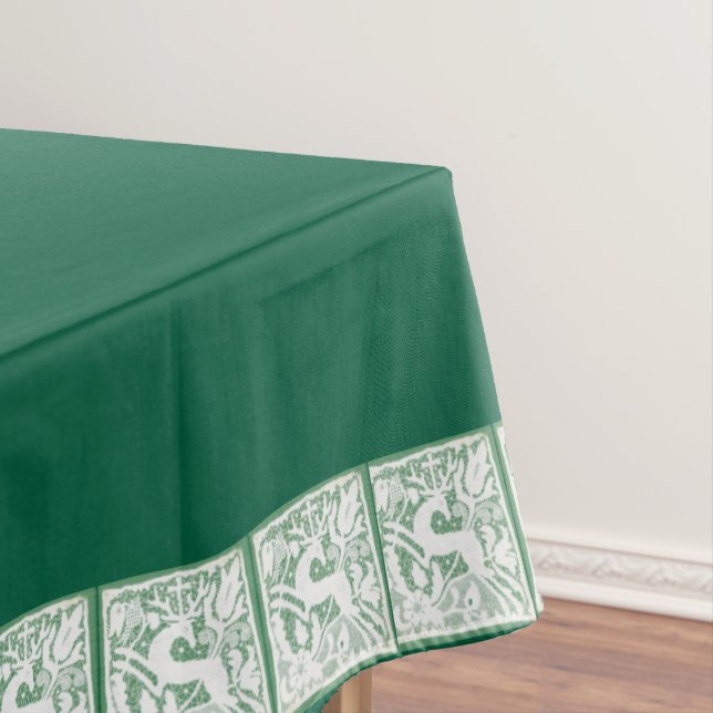 Green Christmas Reindeer Lace 60" x 84" Tablecloth (In Situ)