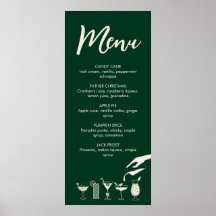 Green Christmas retro modern cocktail menu Poster