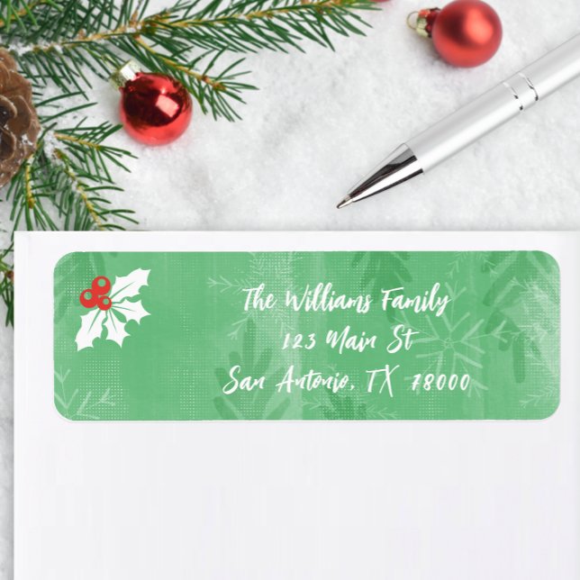 Green Christmas Return Address Label (Green and White Christmas Return Address Stickers)