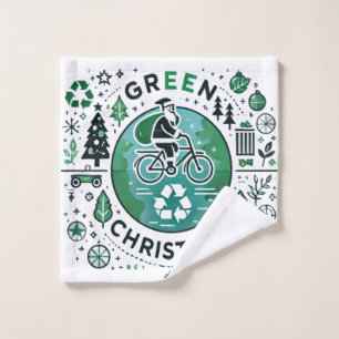 Green Christmas - Santa and Recycling Design Wash Cloth
