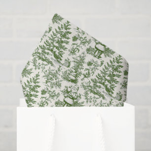 Green Christmas Santa Toile Tissue Paper