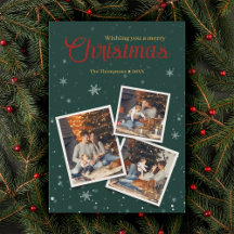 Green Christmas Snow Flakes Photo Collage