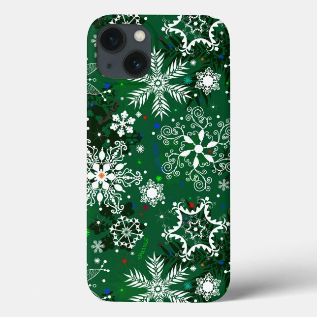 Green Christmas snowflake pattern ten tough xtreme Case-Mate iPhone Case (Back)