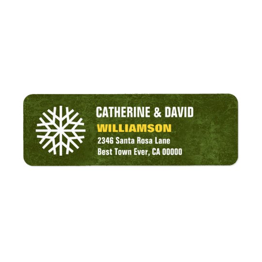 GREEN Christmas Snowflake Simple G103G Return Address Label