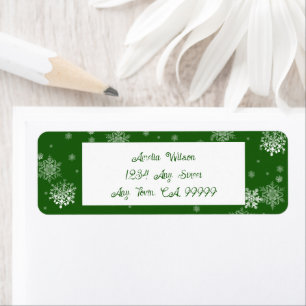 Green Christmas Snowflakes Label Return Address Label