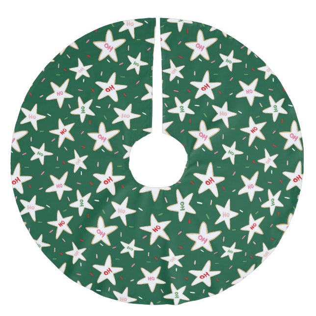 Green Christmas Star Cookie Tree Skirt (Front)