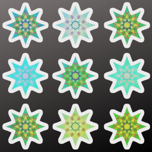 Green Christmas Stars colourful sticker pack