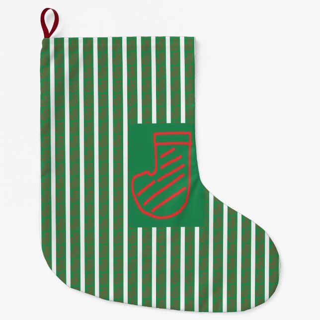 Green Christmas Stocking on Green (Front)