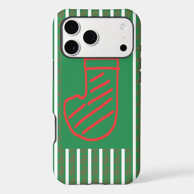 Green Christmas Stocking on Green (Back)