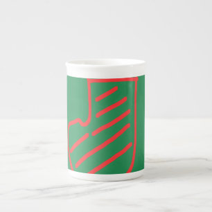 Green Christmas Stocking on Green Bone China Mug