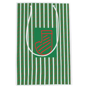 Green Christmas Stocking on Green Medium Gift Bag