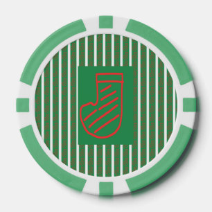 Green Christmas Stocking on Green Poker Chips