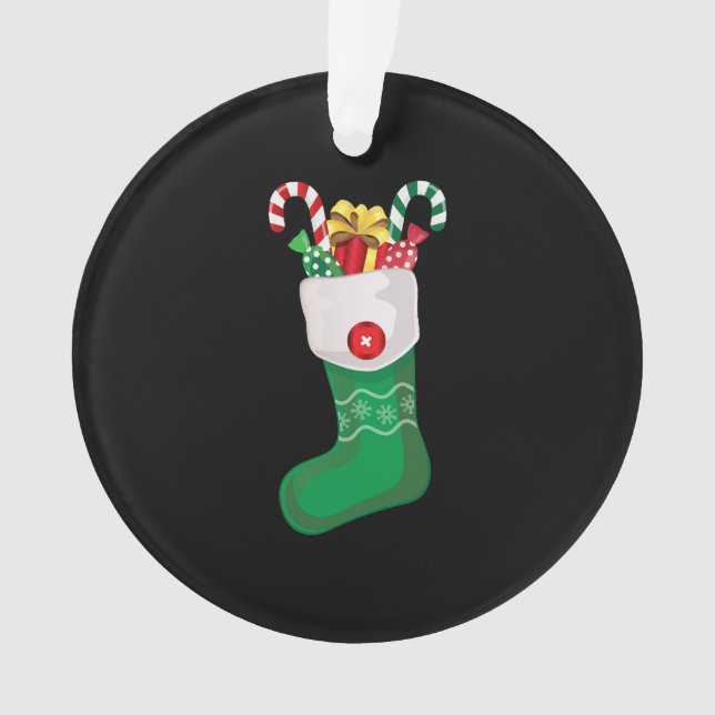 Green Christmas Stocking Ornament (Front)
