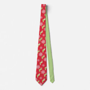 Green Christmas Stockings Pattern Red Tie