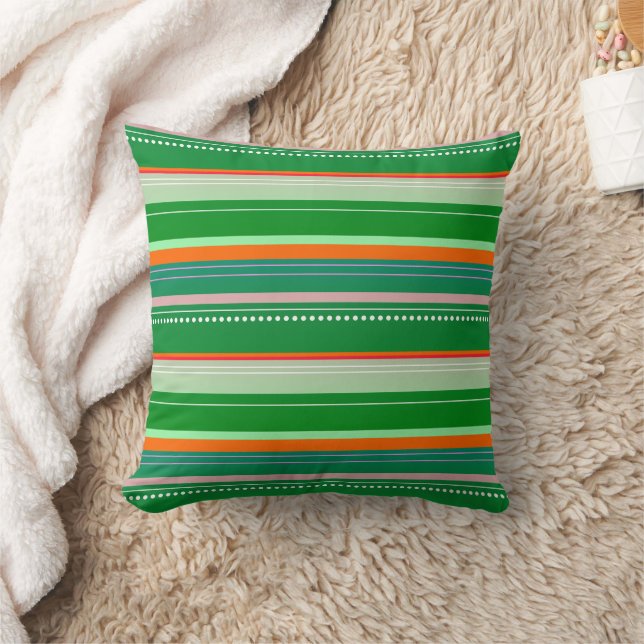 Green Christmas striped Cushion (Blanket)