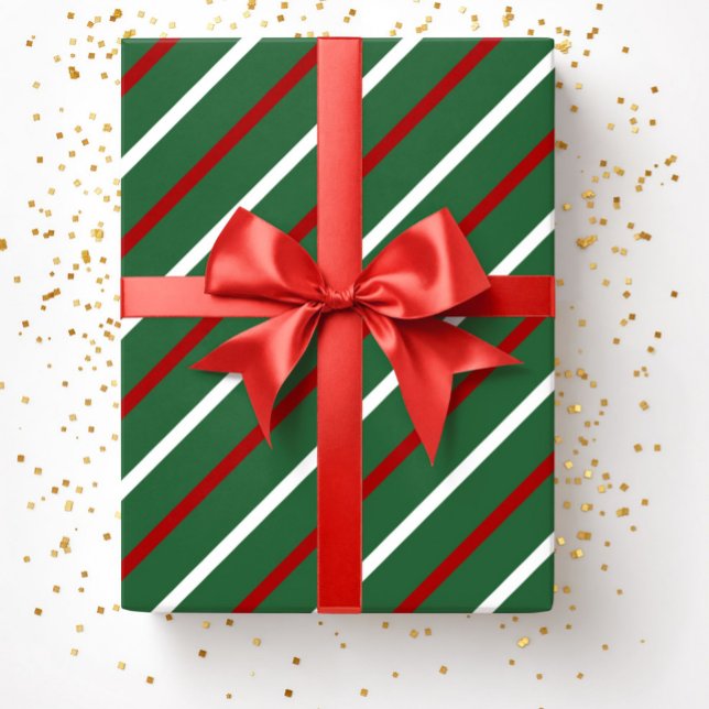 Green Christmas Stripes Pattern Wrapping Paper (Green Christmas Stripes Pattern Wrapping Paper)