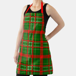 Green Christmas Tartan Plaid Pattern Design Apron