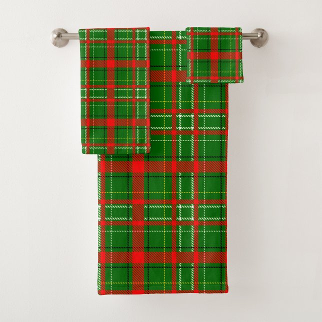 Green Christmas Tartan Plaid Pattern Design  Bath Towel Set (Creator Uploaded)