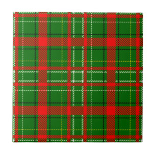 Green Christmas Tartan Plaid Pattern Design Ceramic Tile