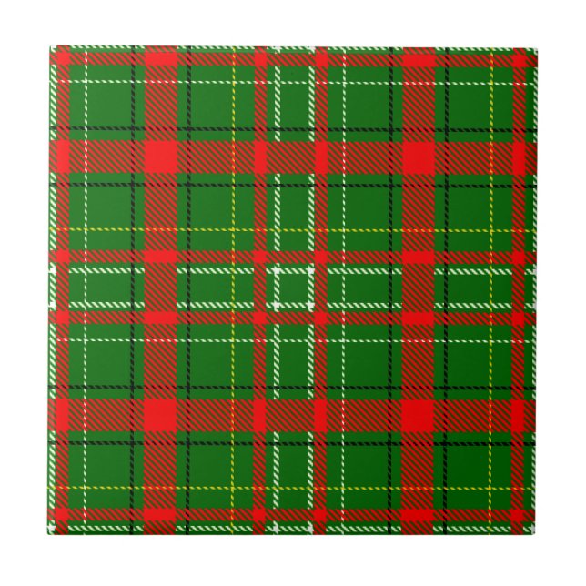 Green Christmas Tartan Plaid Pattern Design  Ceramic Tile (Front)