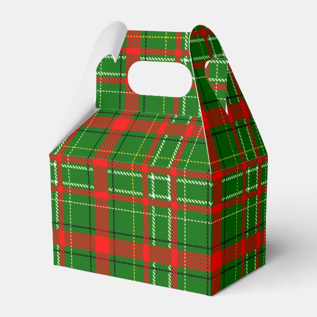 Green Christmas Tartan Plaid Pattern Design  Favour Box (Front Side)