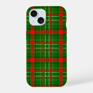 Green Christmas Tartan Plaid Pattern Design iPhone 15 Case