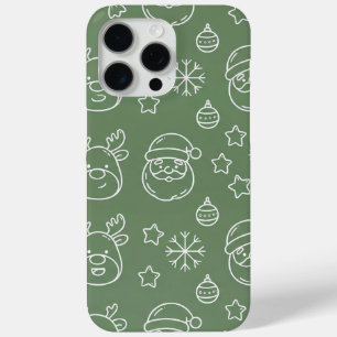 Green Christmas texture with festive elements iPhone 15 Pro Max Case