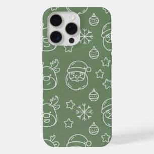 Green Christmas texture with festive elements iPhone 15 Pro Max Case