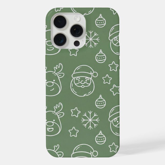 Green Christmas texture with festive elements iPhone Case (Back)