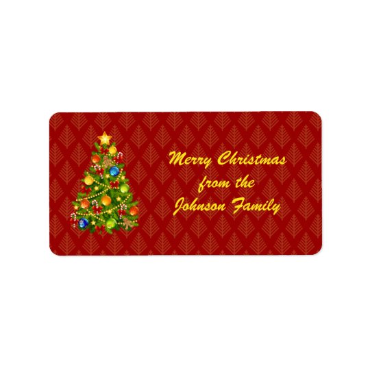 Green Christmas Tree Address Label