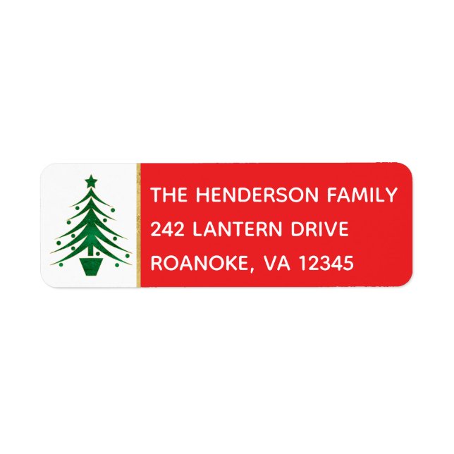Green Christmas Tree Address Label Return Address Label (Front)