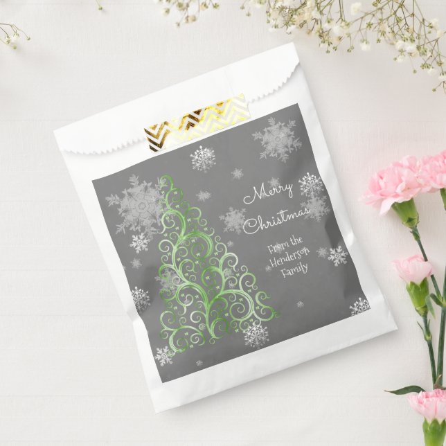Green Christmas Tree and Snowflakes Favour Bag (Sealed)
