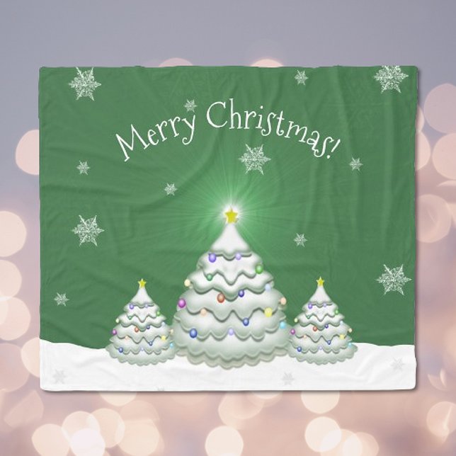 Green Christmas Tree Blanket (Green Christmas Tree Fleece Blanket)