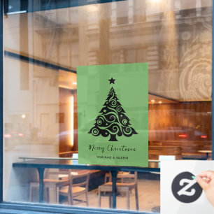 Green Christmas Tree Business Window Decoration